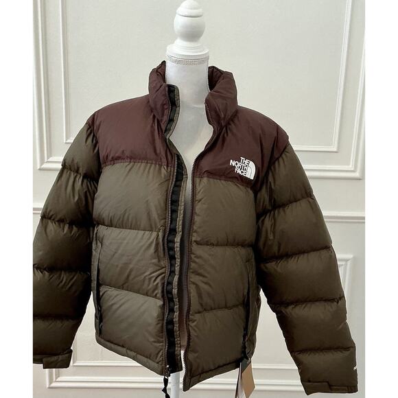 🆕THE NORTH FACE Women 96 Retro Nuptse Jacket Green Brown 700 Down Size XL NWT - Picture 3 of 16